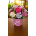 11 ароматни сапунени рози в розово-виолетова кашпа