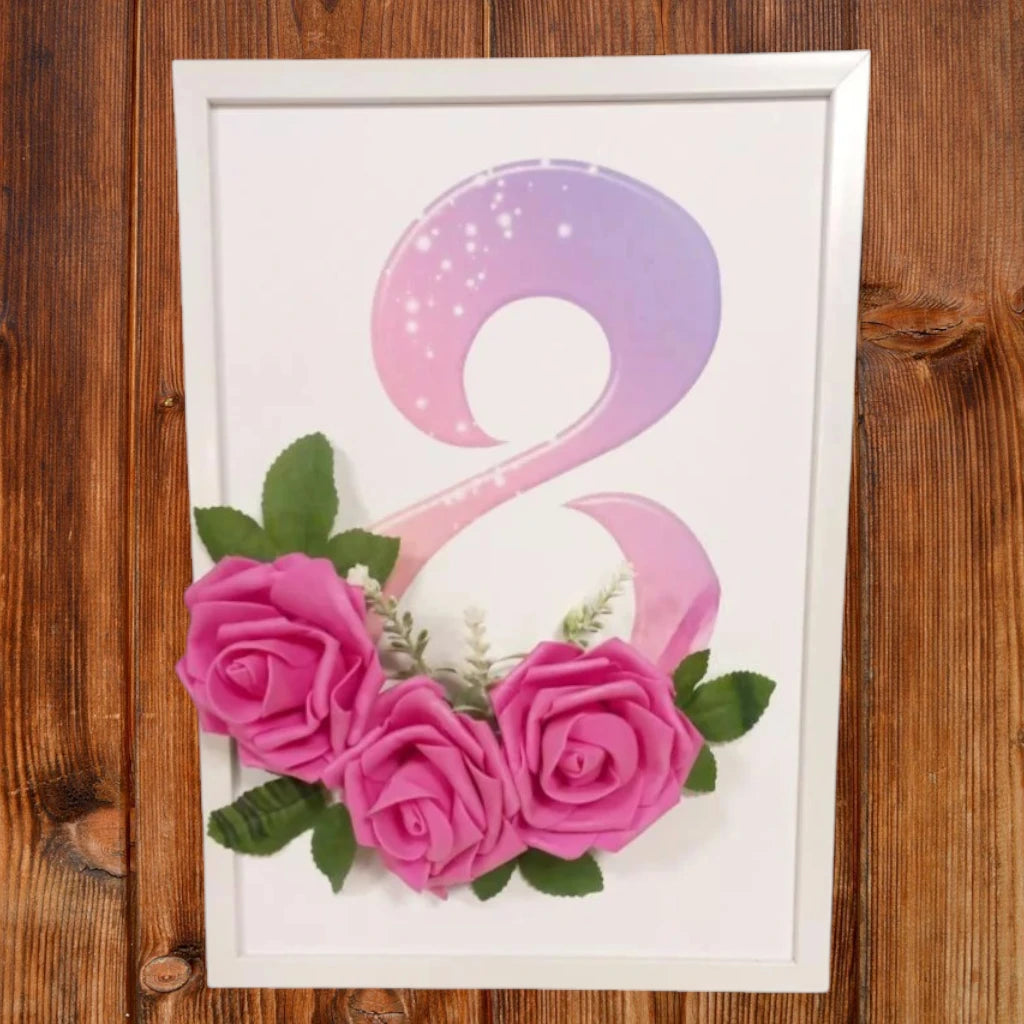 3D арт картина 8ми март - с вечни рози от фоам-Осмица