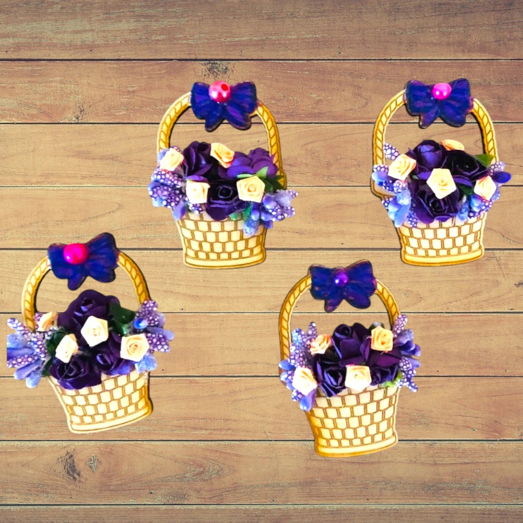 магнитче за 8-ми март - Малки кошнички с цветя