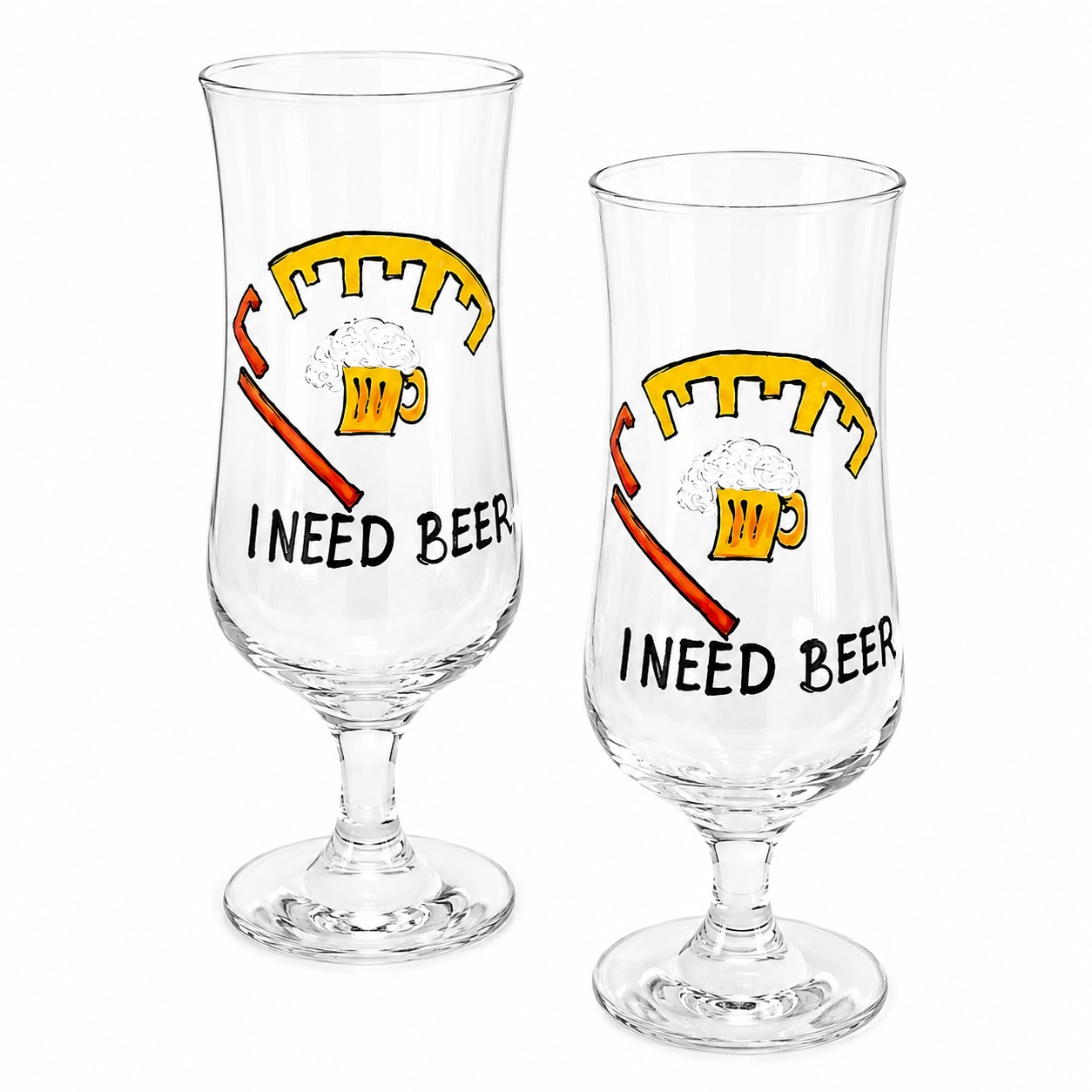 Ръно рисувани чаши за бира -I need beer