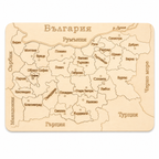 Дървен образователен пъзел „Карта на България“