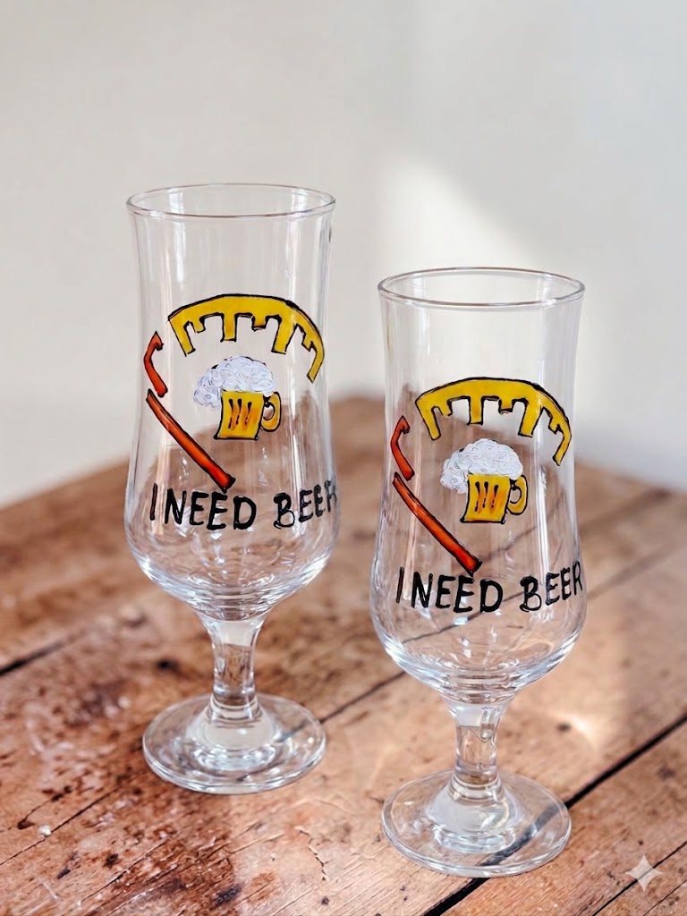 Ръно рисувани чаши за бира -I need beer