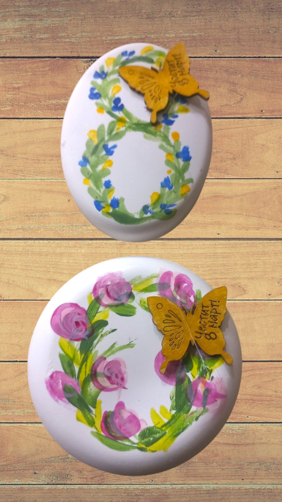 Подарък за 8-ми март, ръчно-рисуван керамичен магнит