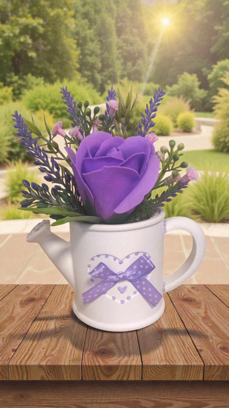 Подарък за 8-ми март - керамична лейка с лавандула