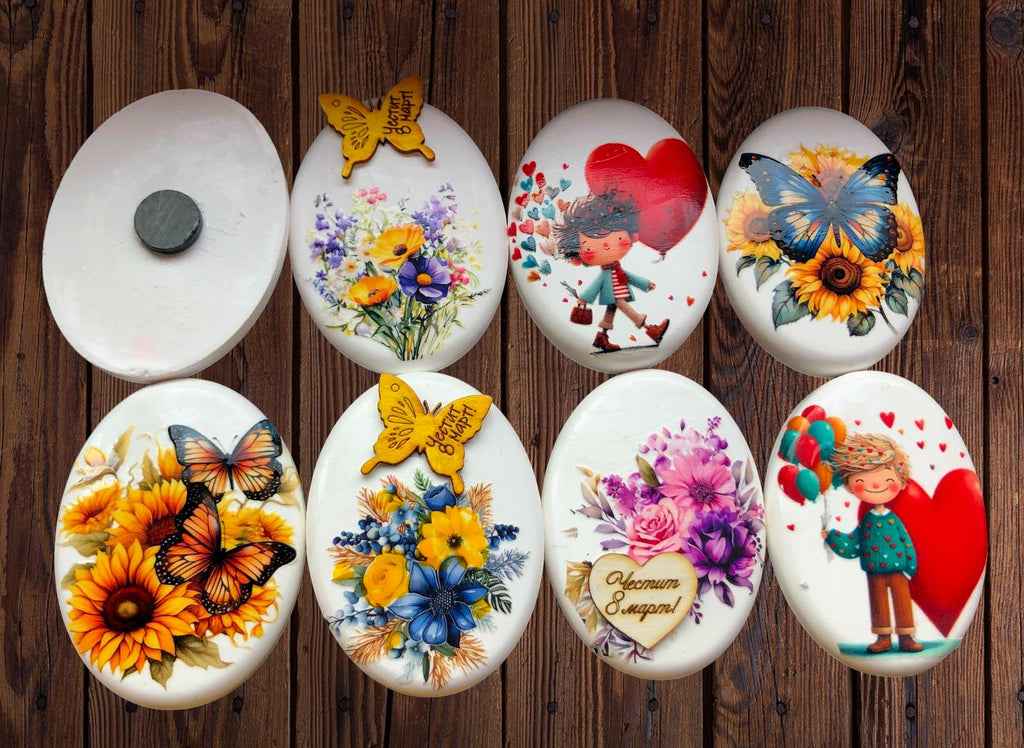 подарък за 8ми март - ръчно изработен керамичен магнит