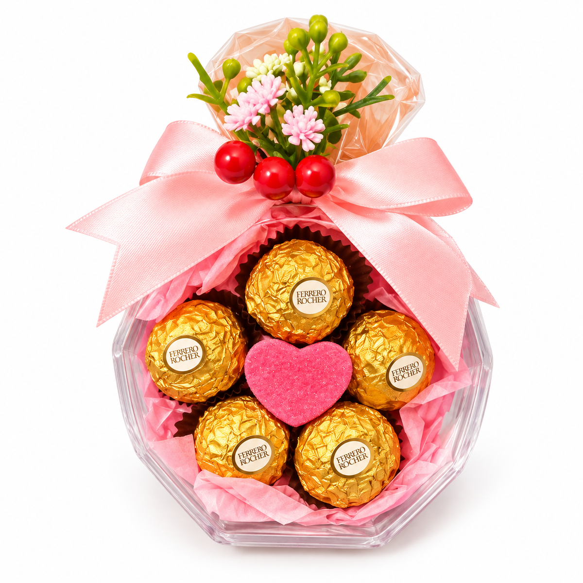 Луксозна подаръчна кутия във формата на диамантен пръстен с бонбони Ferrero Rocher – оригинален подарък за жена, рожден ден или годишнина.