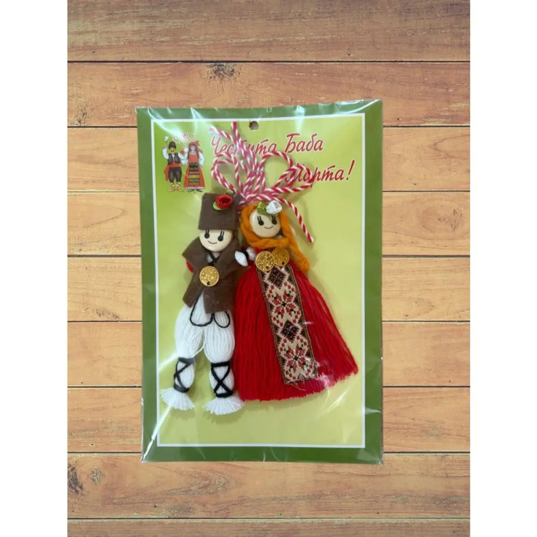 Ръчно изработена арт мартеница - Пижо и Пенда 15см