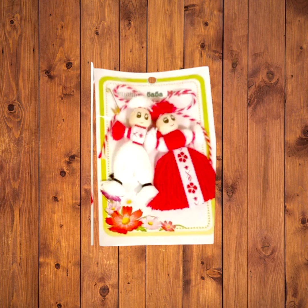 Ръчно изработена арт мартеница - Пижо и Пенда -дървена глава