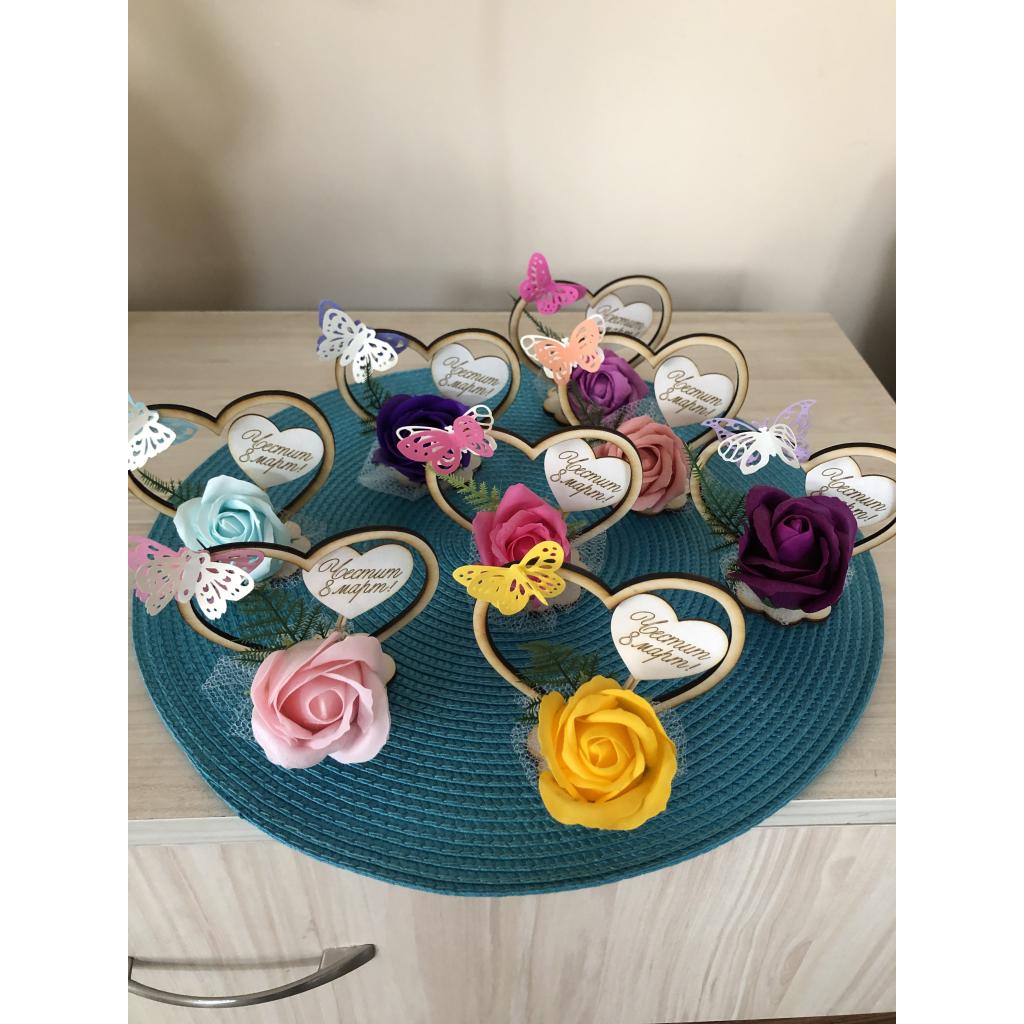 Сърце с ароматна сапунена роза-2