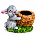 Кашпа-зайче с кошче -градинска фигура от троянска керамика