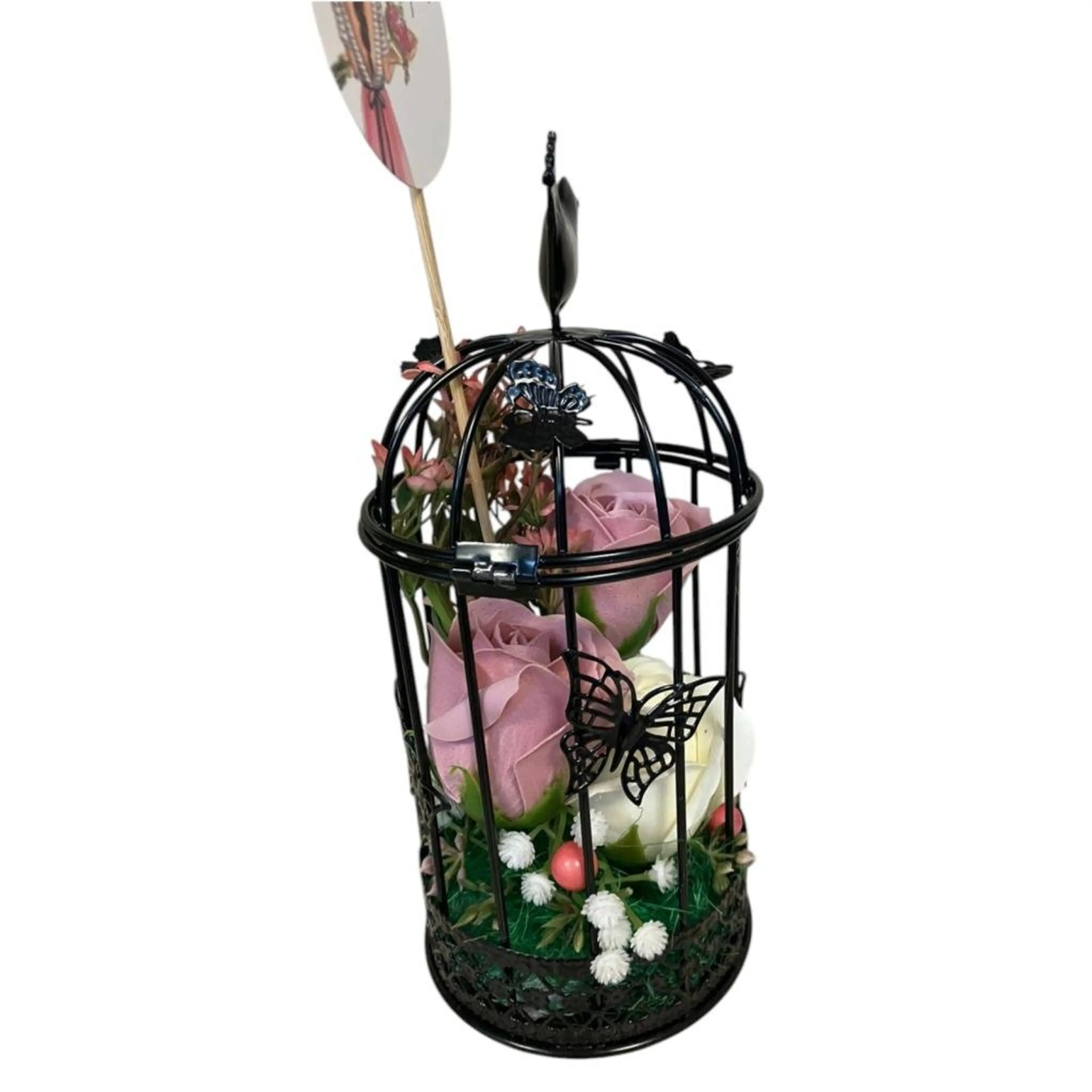 Арт-декорация с вечни ароматни сапунени рози - с пиче и клетка