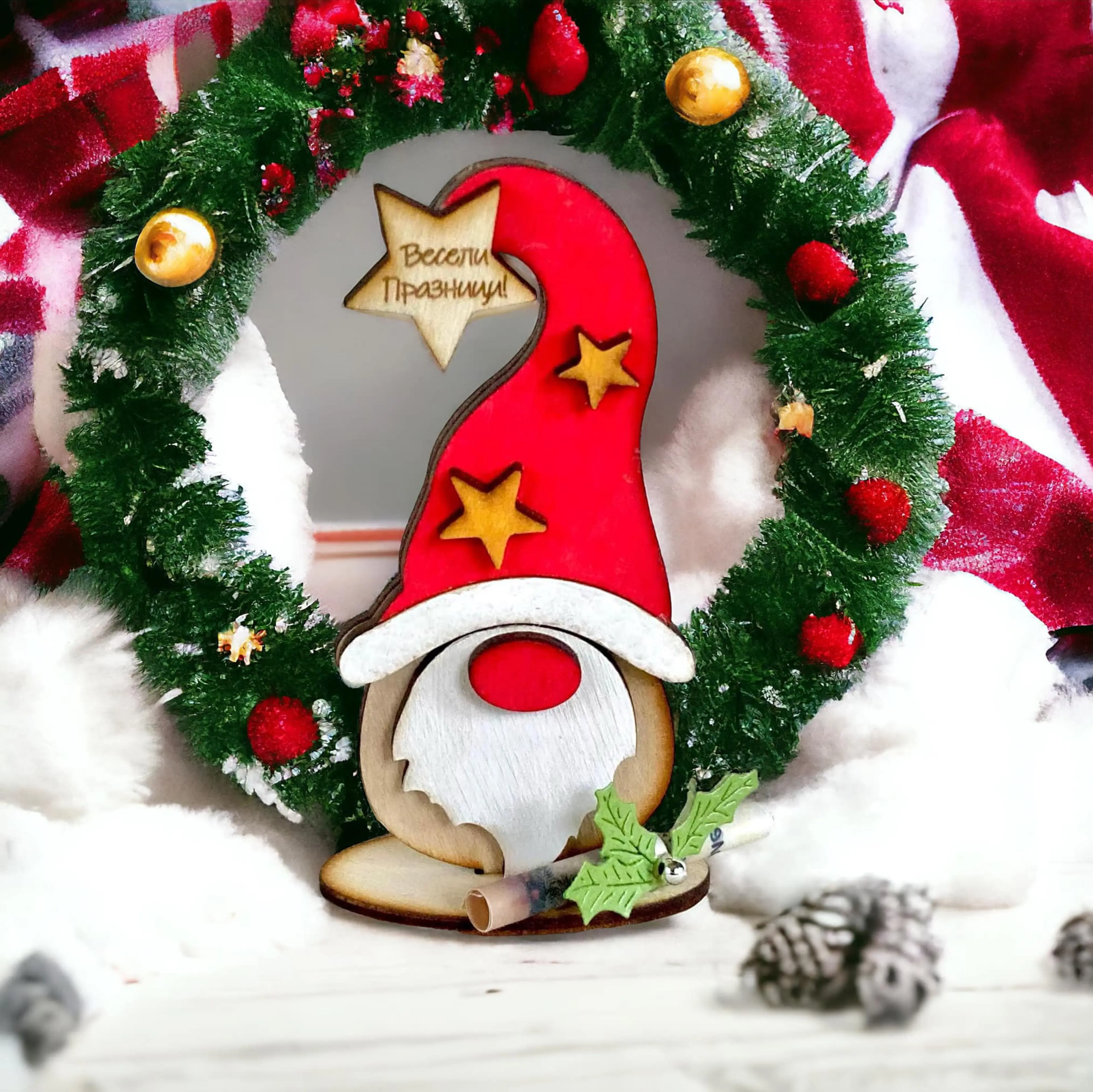 Коледно дървено гномче