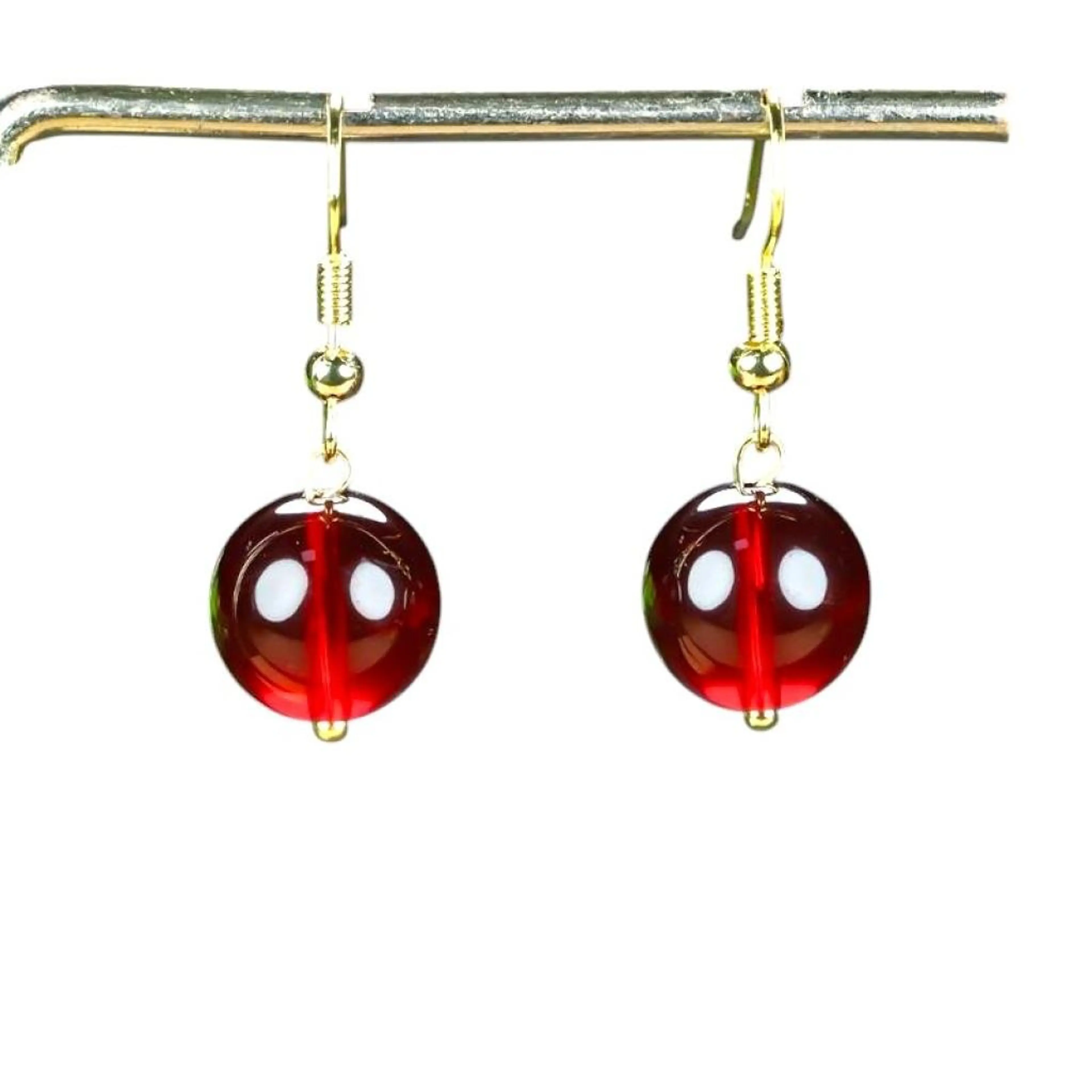 Обеци червен кехлибар