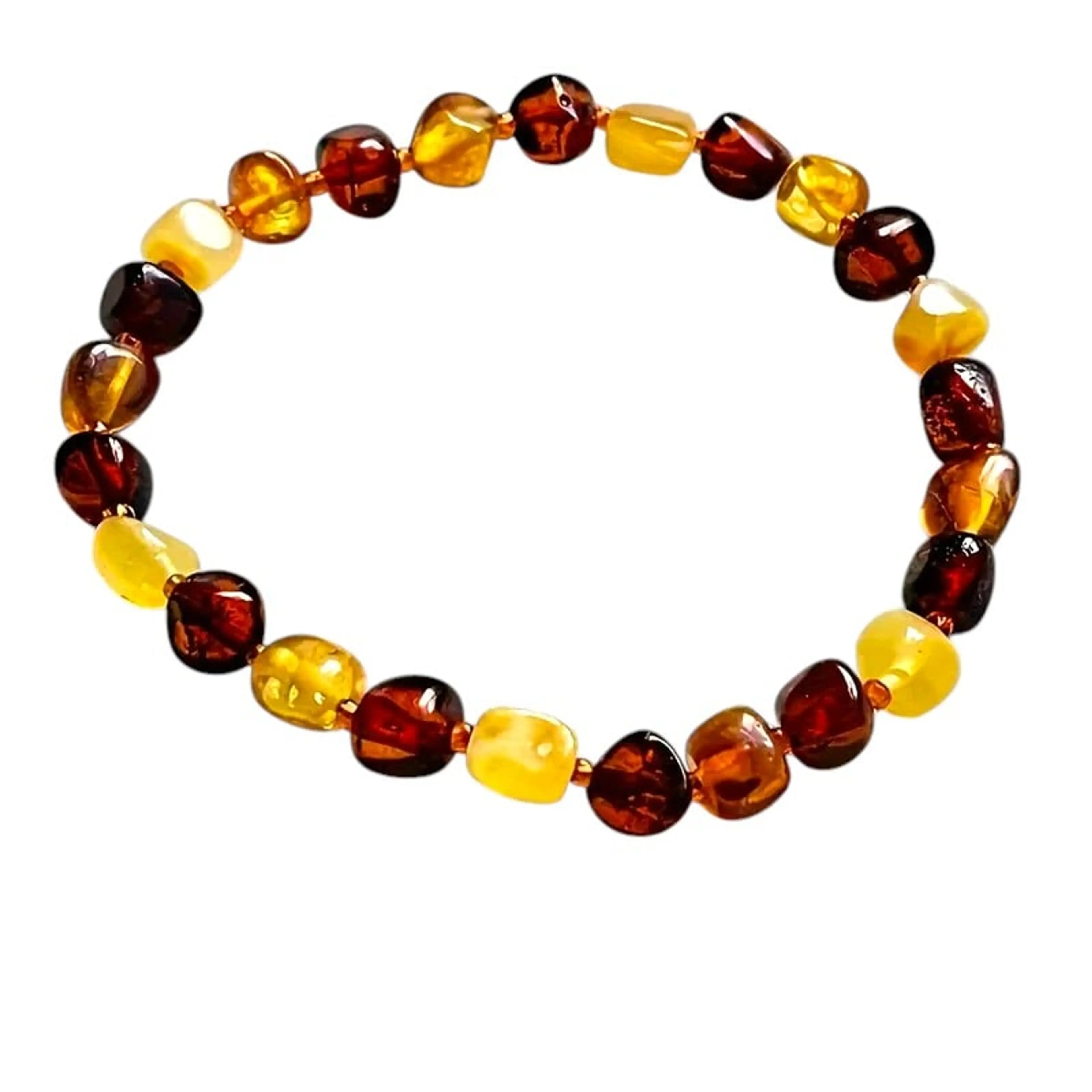 Гривна от естесвени балтийски разноцветни кехлибари