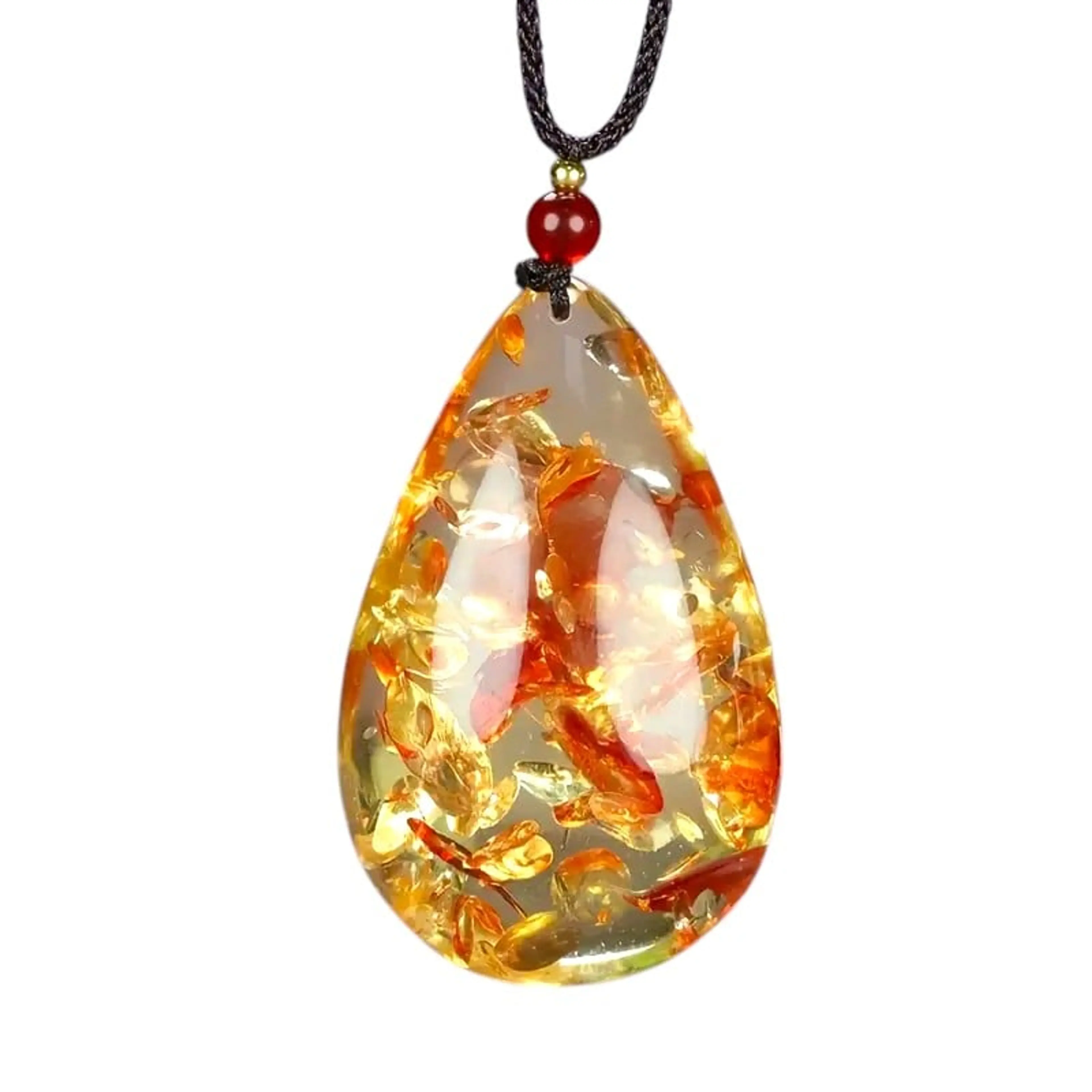 Колие златист кехлибар