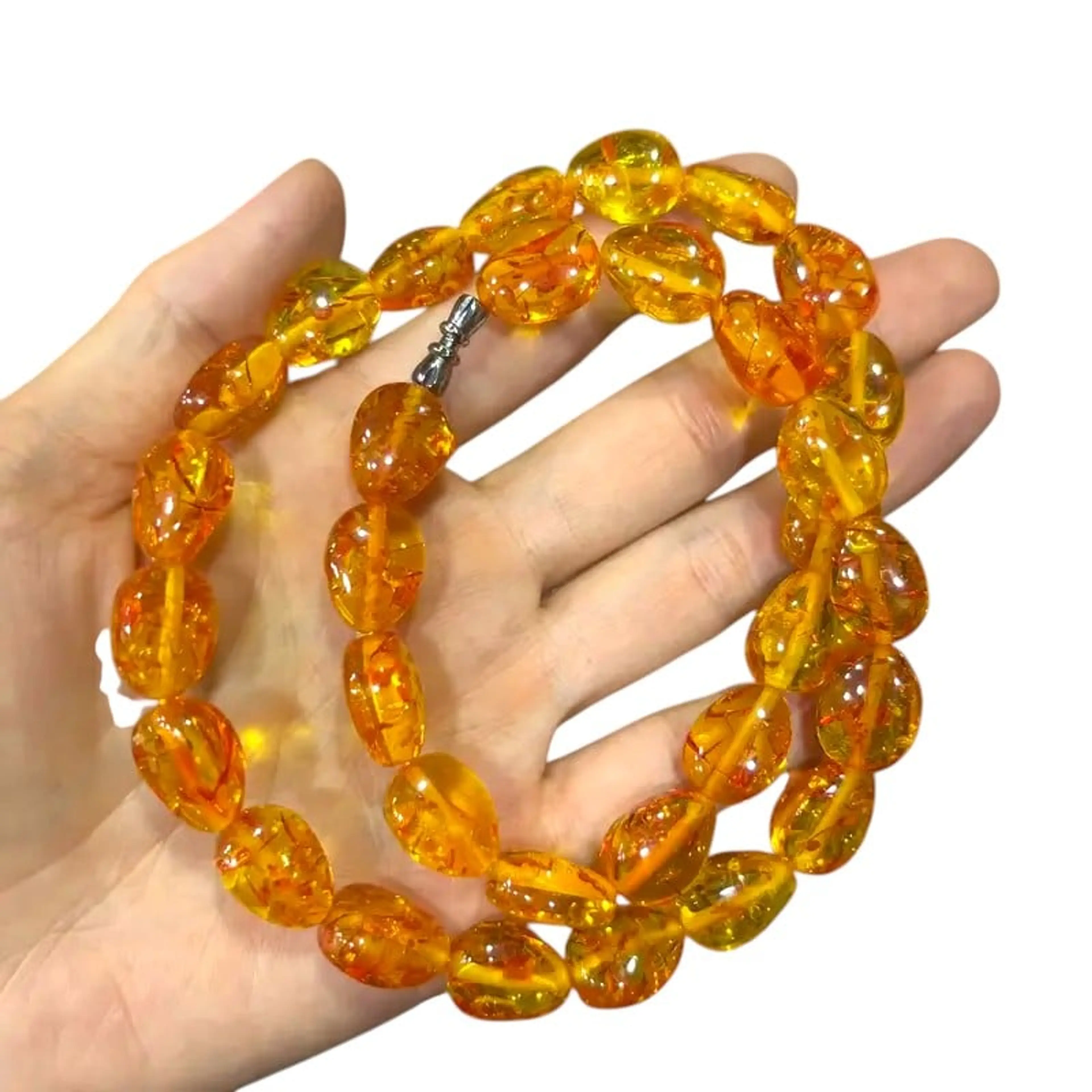 Колие златист кехлибар наниз