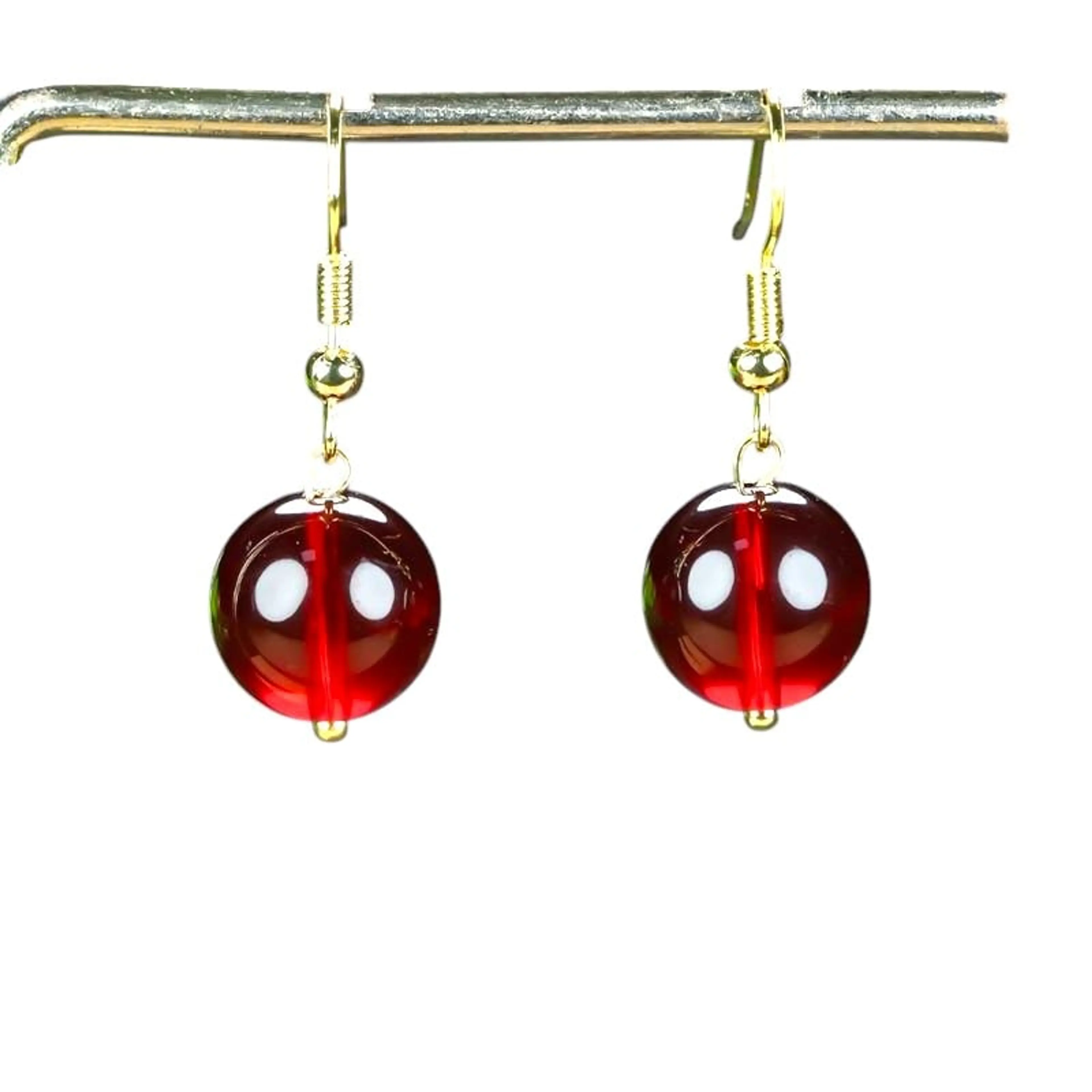 Обеци червен кехлибар