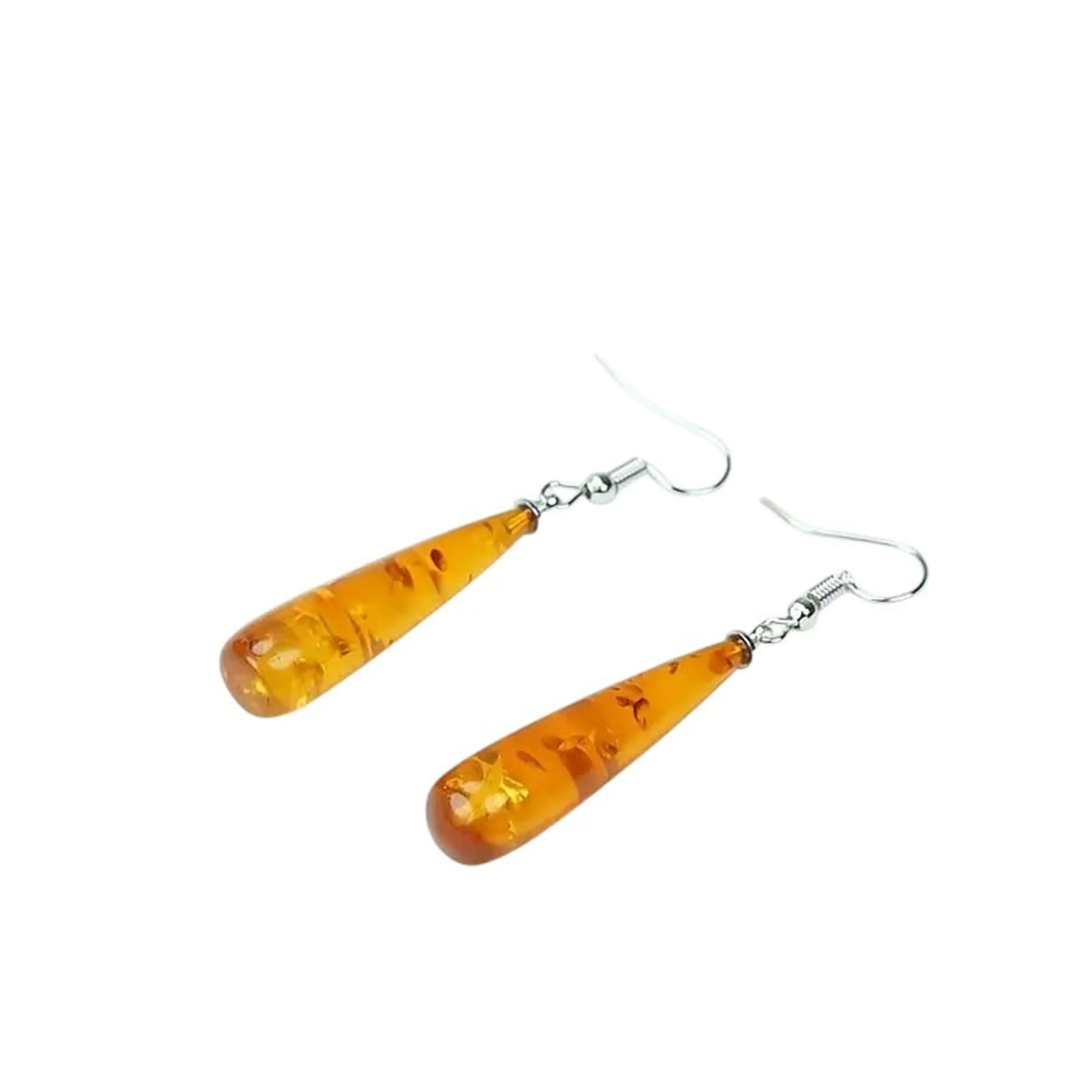 Обеци златен кехлибар