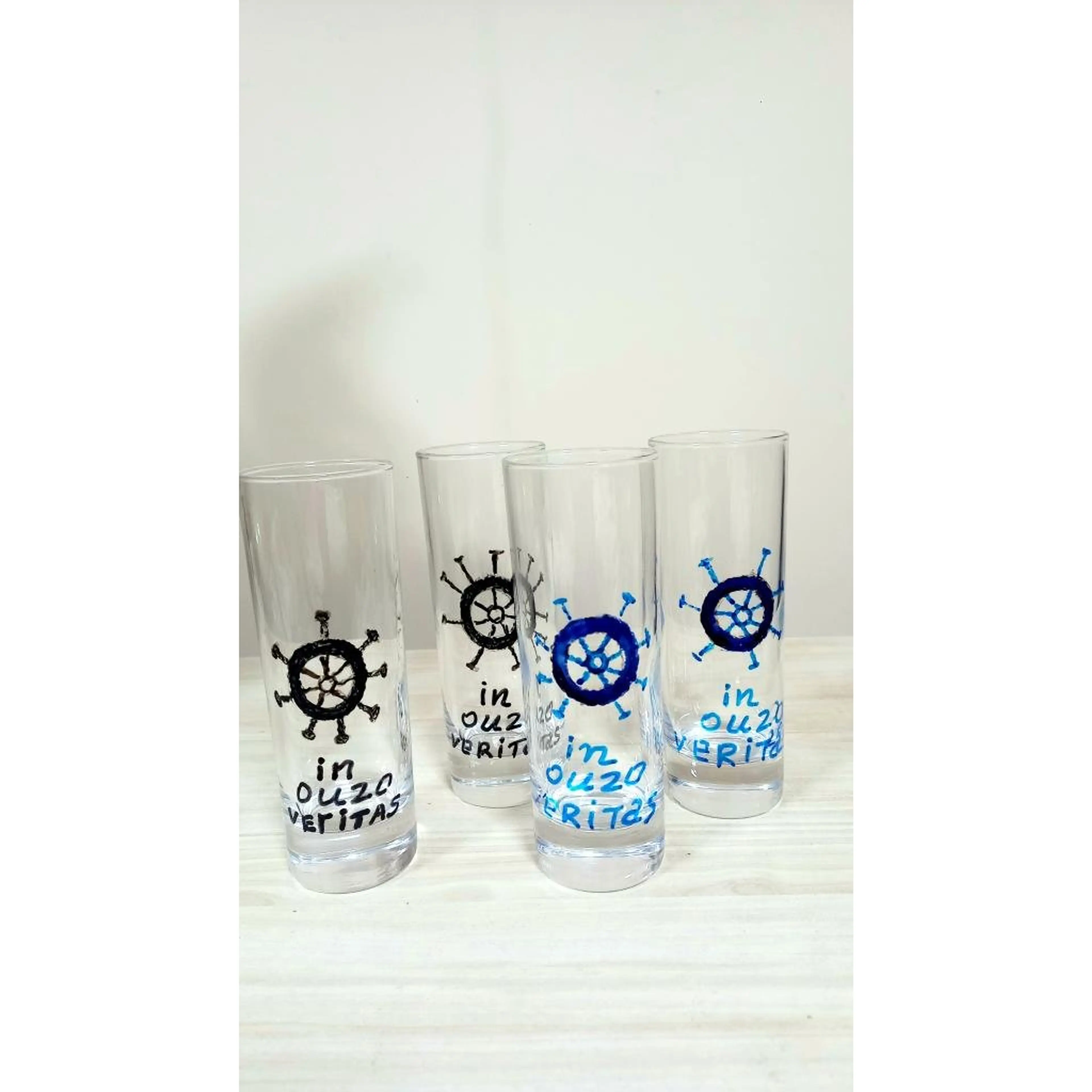 ръчно рисувани чаши за Узо- In ouzo veritaz