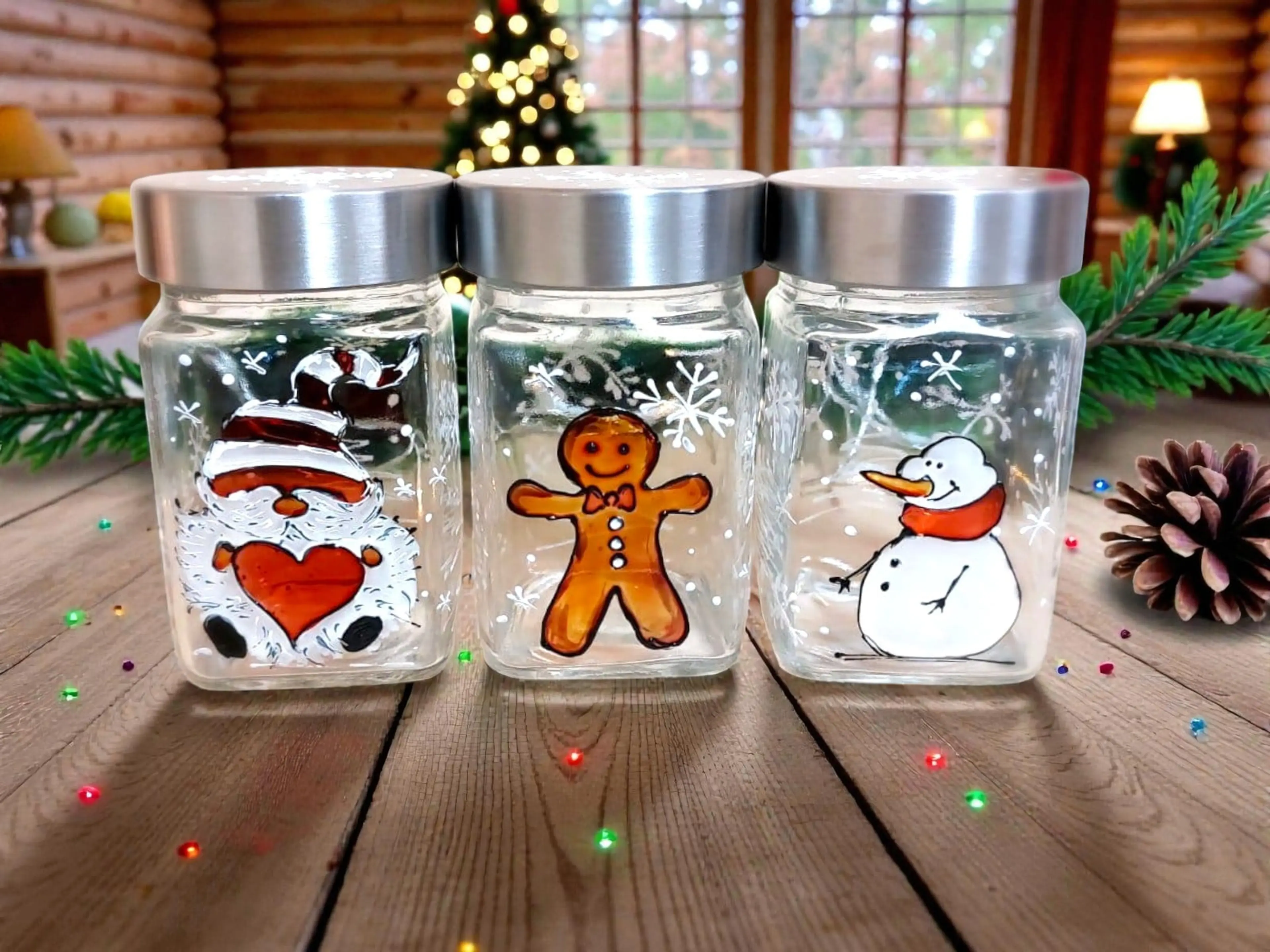 Ръчно Рисувани Коледни Бурканчета (Декорация/Подарък)-цената е за 1 брой