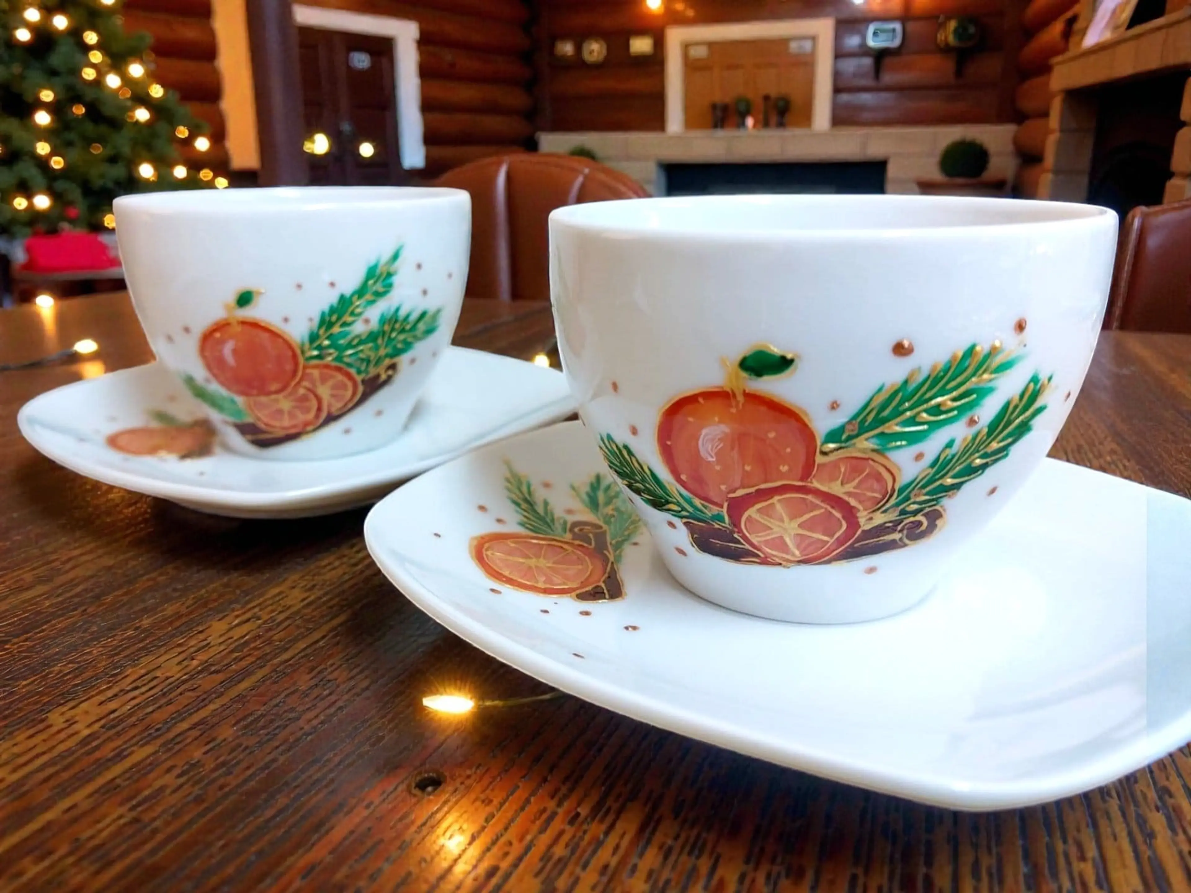 Ръчно Рисувани Коледни Чаши за чай/кафе/ комплект 1 брой