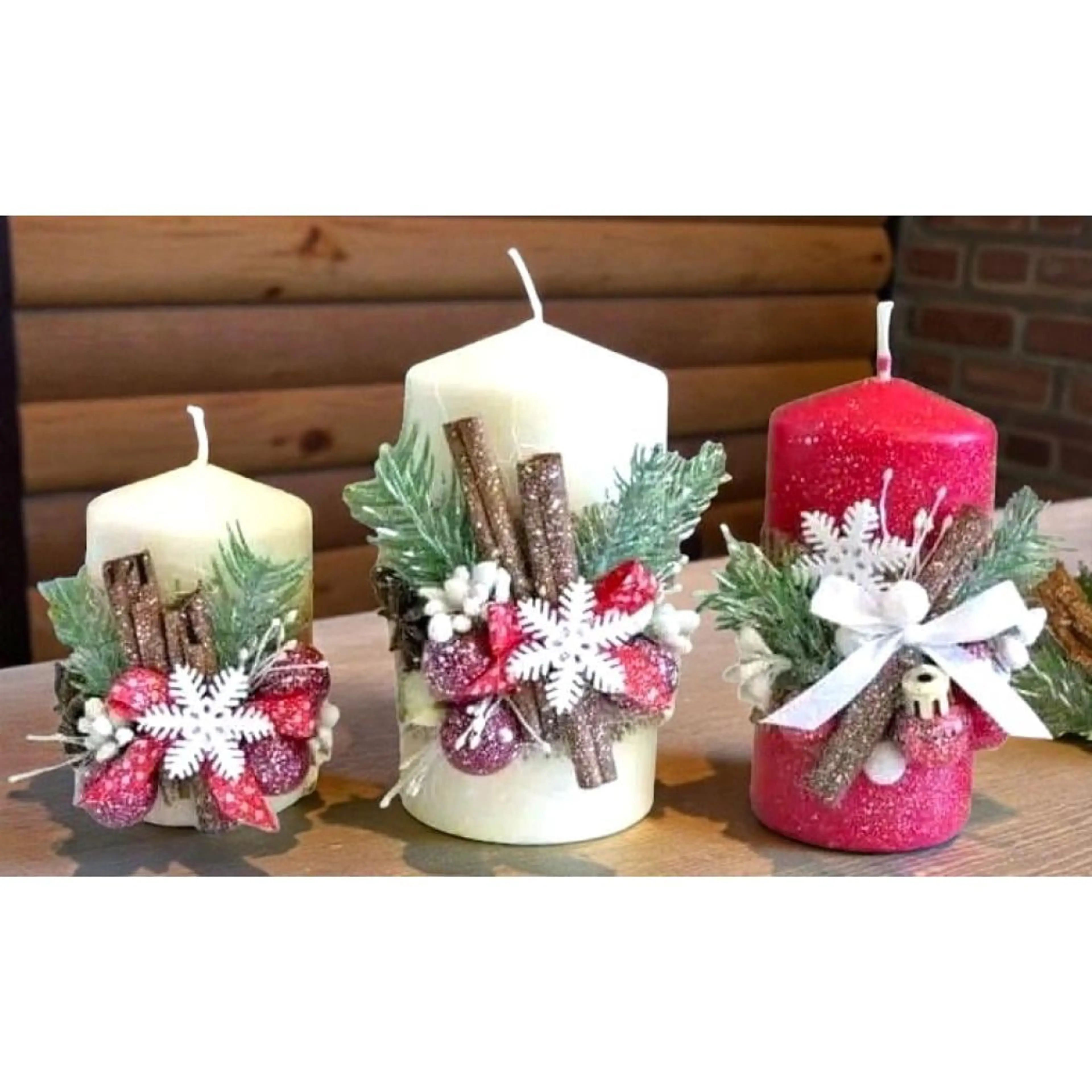 Свещи за коледната/новогодишна трапеза - с канела 130/58