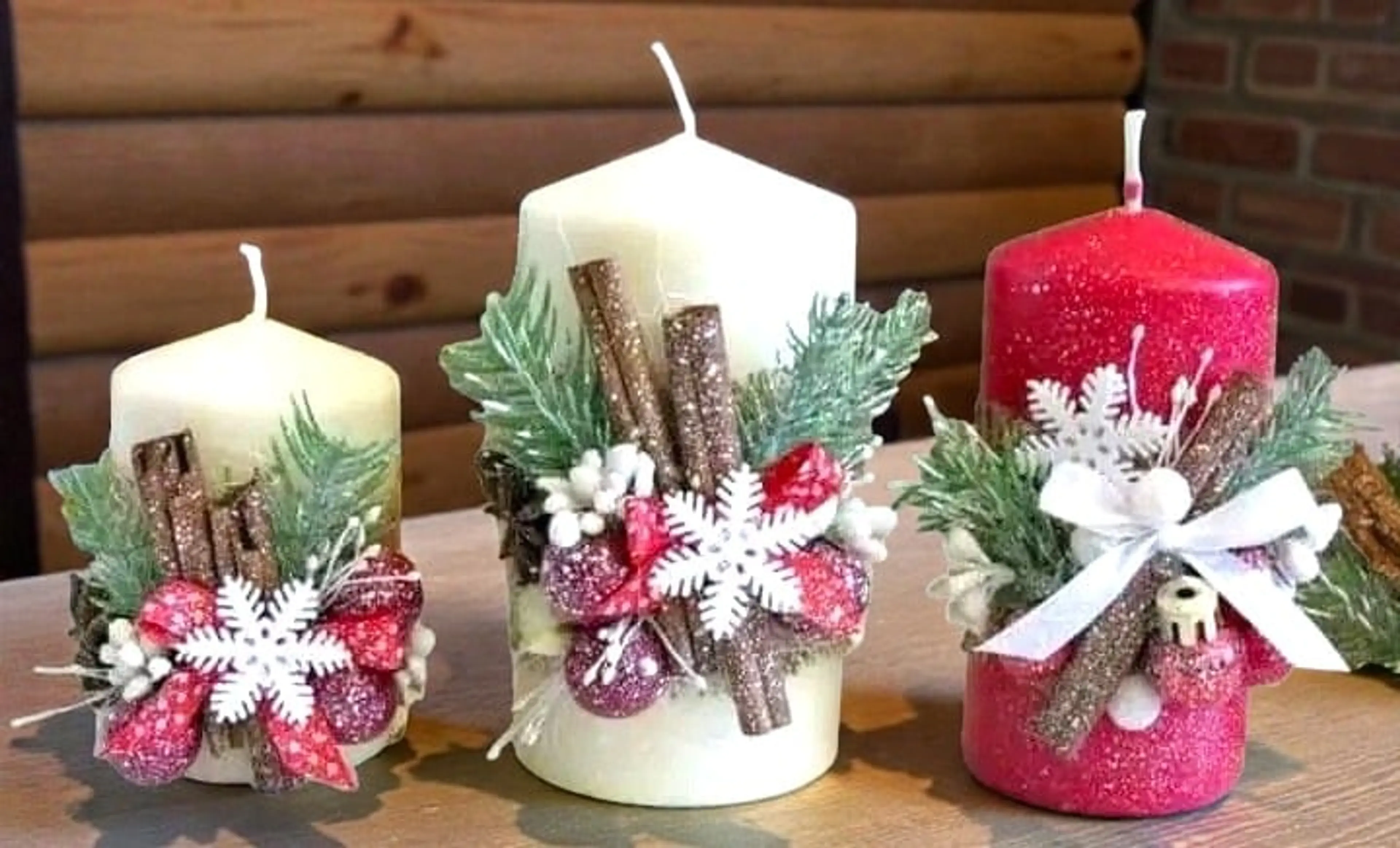 Свещи за коледната/новогодишна трапеза - с канела 130/58